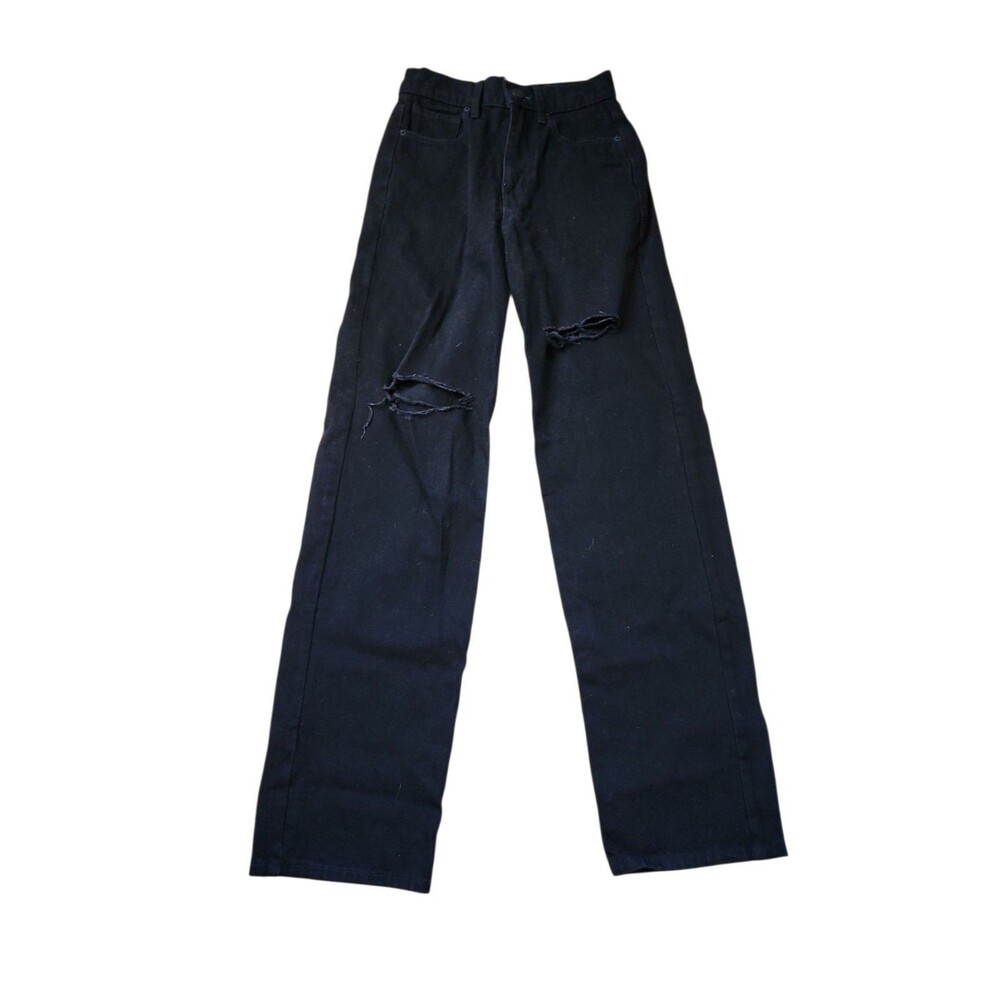 RSQ Baggy Jeans Womens 24" Black High-rise Distressed Grunge Skater Punk